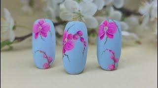 Delicate nail art design Flower Orchid | Ніжний дизайн нігтів Орхідея