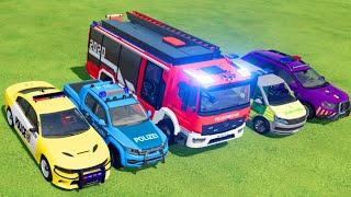 POLICE CAR, FIRE TRUCK, AMBULANCE, COLORFUL CARS FOR TRANSPORTING! -FS 22