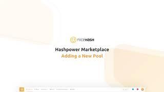 NiceHash Marketplace - Adding a New Pool