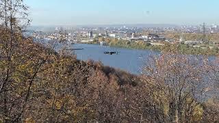 Nizhny Novgorod, Russia, 10.11.2022. A drone, a drone flying in the sky. Quadcopter in flight in