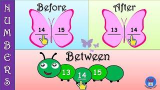 Before After Between Numbers For Kids, Before Numbers, After Numbers, Between/Middle Numbers, Number