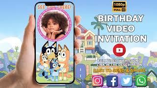 Bluey birthday Invitation | Bluey video invitation | bluey Bingo invitation