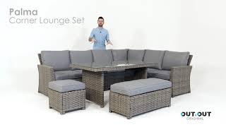 Palma – Corner Rattan Garden Lounge Set – 9 Seater - Grey | Out & Out