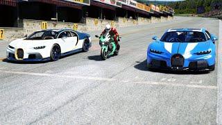 Kawasaki Ninja H2 SX vs Bugatti Chiron Super Sport at Old SPA