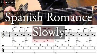 SPANISH ROMANCE (slowly for practice) - With TAB - Fingerstyle Guitar