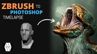 ZBrush to Photoshop Timelapse - ' Alien Bust' concept