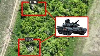 Drone Finds Two T-90 Tanks Hiding And Destroy Them