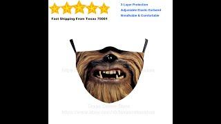 Protective Face Mask Breathable Adult 3D Print Fashion Cosplay Chewbacca Face Halloween Christmas