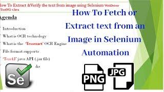 Selenium+Java -How to read or extract text from an image (png,jpg,jpeg) or scanned docs