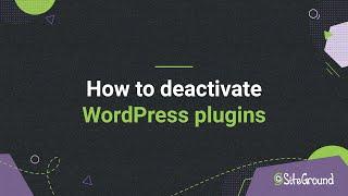 How to deactivate plugins in WordPress | Tutorial