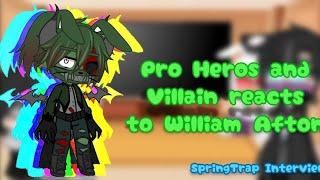 Pro Heros and Villain reacts to William Afton (Part3/4)!SpringTrap Interview!