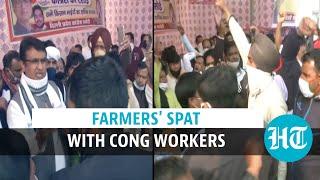 Watch | Protesting farmers vs Congress workers: Heated argument over posters