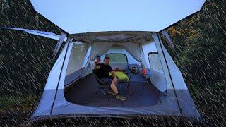 Rain Camping in the Largest Tent That I Have Ever Used