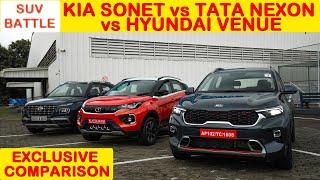 Kia Sonet vs Tata Nexon vs Hyundai Venue | Compact SUV Battle | Which is Better? | PitstopWeekly