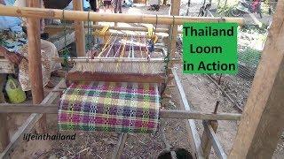 Making a Thai style mat on the old school loom.