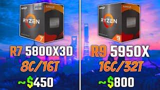 RYZEN 7 5800X3D vs RYZEN 9 5950X | Test in 5 Games | 1440p