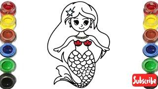 Cute Mermaid Drawing for kids, Painting & Coloring for kids, Toddlers| Let's draw Together#drawing