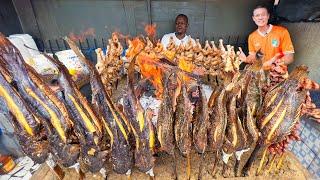 Street Food in Côte d’Ivoire!!  Insane VERTICAL BBQ in Abidjan (West Africa)!!