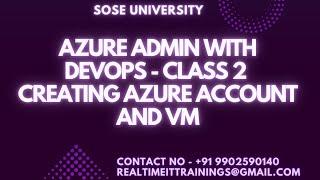 Azure Admin with Devops Class 2 Creating Azure Account and VM || Contact +91 9902590140