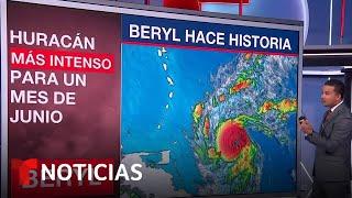 Beryl se convierte en un peligroso huracán de categoría 4 con fuertes vientos | Noticias Telemundo