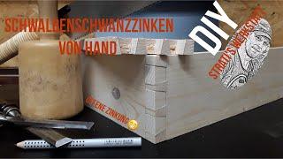 Zinken von Hand Stemmen,offene Zinkung,Zinkenverbindung Schwalbenschwanzverbindung #StratisWerkstatt