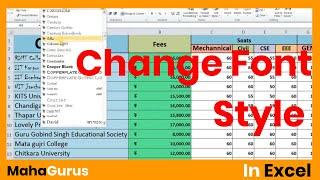 How to Change Font Style In Excel- Change Font Style Excel Tutorial