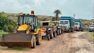 JCB 3dx loading Mud in TATA Tippers & Tractors | Swaraj 855 Fe | New Holland 3630 4x4 Tractor