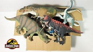 A Box Of Vintage Jurassic Park - T-Rex, Spinosaurus, Carnotaurus