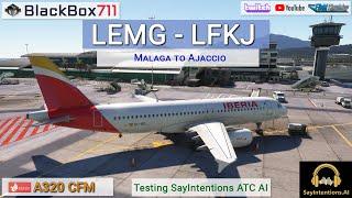 MSFS FENIX A320 | Malaga/LEMG to Ajaccio/LFKJ | Testing SayIntentions AI