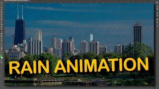 RAIN ANIMATION: How to make a gif animation of rain in Photoshop.