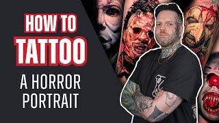 How to Tattoo a Horror Portrait with Rare Candy | Tattoo Tutorial