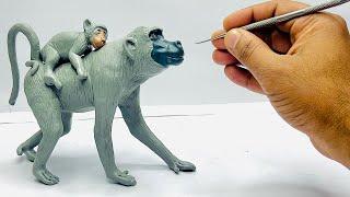 Clay Sculpting: I made A Baboon with Clay easy ,wildlife sculpture art,clay modelling,Clay craft,