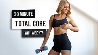 20 MIN TOTAL CORE Workout - With Weights and Surprise Challenge - No Repeat, No Jumping, Low Impact