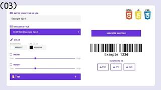 How to create Barcode Generator Tool using HTML Css and Javascript part 3 #html #css #javascript