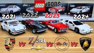 LEGO Icons: 911 vs Camaro vs Corvette vs Countach