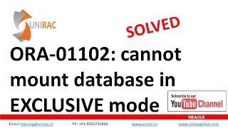 ORA 01102 || ORA-01102: cannot mount database in exclusive mode || Oracle database
