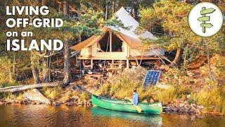 Man Living Off-Grid in a Tent on an Island