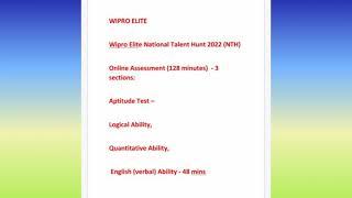 wipro elite National talent hunt 2021 Exam pattern must watch it