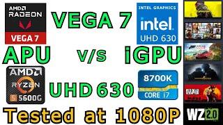 Vega 7 APU vs UHD 630 iGPU | 6 Games Tested Side by Side at 1080P (2023)