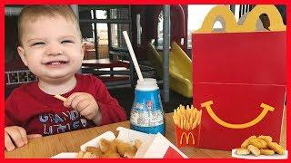 Family Fun With Kids at McDonald's Indoor Playground PlayPlace! REAL FOOD Happy Meal Toy Surprise
