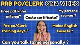 Free pdfs, My free sources, Caste certificate , Mock kaise de ? QNA video for RRB PO/ Clerk