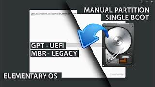 Manual Partition Elementary OS | GPT UEFI | MBR LEGACY | Single Boot Elementary OS 6 Odin Install