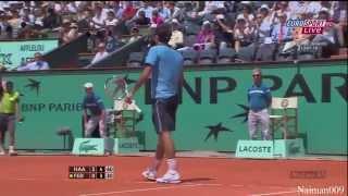 Roger Federer vs Tommy Haas Roland Garros 2009 break point saved