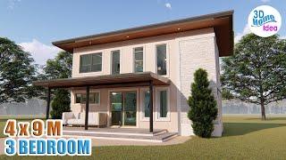 ELEGANT  3 Bedroom Loft type House Design Ideas | 4 x 9 Meters  Small House