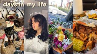 VLOG: New Hairstyle, Celebrating Milestones, Thrifting, Seafood Mukbang, Selling Clothes, etc