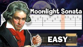 Moonlight Sonata (1st Movement) - Beethoven - EASY Guitar tutorial (TAB)