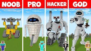 Minecraft NOOB vs PRO vs HACKER vs GOD - WALL-E STATUE HOUSE BUILD CHALLENGE