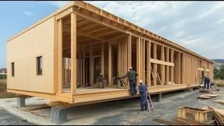 Extremely Quick Wooden House Construction Process. Incredible Woodcraft from Lumber to Masterpieces