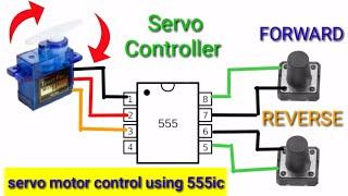 Servo motor direction control using 555 timer ic // servo tester// servo motor controller