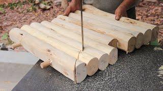 Woodworking Skills Virtuosity With Basic Tools // Build A Simple Table From Monolithic Tree Trunks